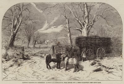 Carting Paggots for Christmas, a Scene at Chessington, near Epsom by John Jessop Hardwick
