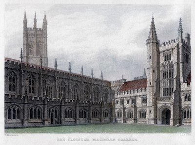 The Cloister, Magdalen College, Oxford University by John Le Keux