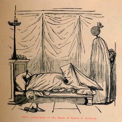 Awful appearance of the Shade of Remus to Romulus by John Leech