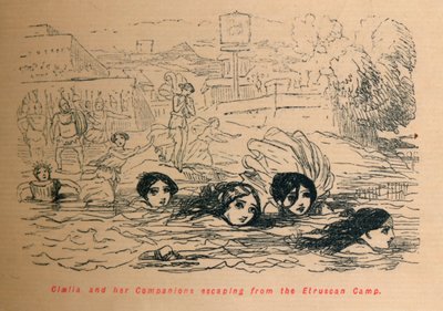 Cloelia and Her Companions Escaping from the Etruscan Camp, 1852 by John Leech