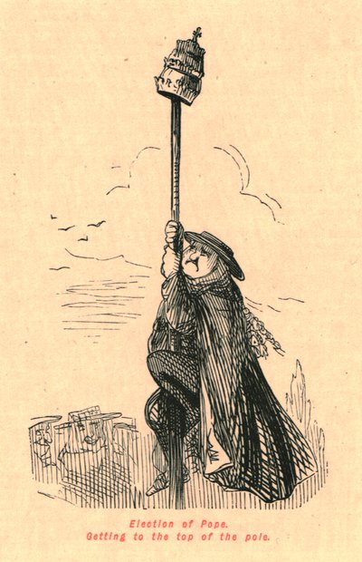 Election of Pope. Getting to the top of the pole, 1897 by John Leech