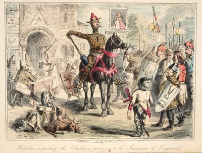 William the Conqueror inspecting the Volunteers previous to the Invasion of England, from The Comic History of England by John Leech