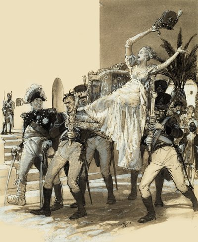 Girl Being Carried by Soldiers by John Millar Watt