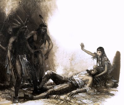 Pocahontas intervening to save the life of Captain Smith by John Millar Watt