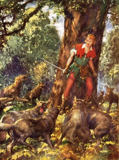 Robin Hood Trapped by Wolves by John Millar Watt