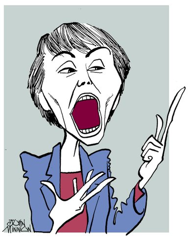 Camille Paglia, caricature by John Minnion