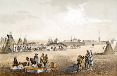 Fort Union and Distribution of Goods to the Assiniboins by John Mix Stanley