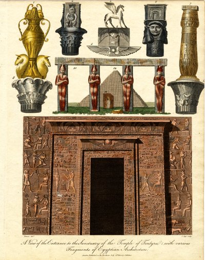 A View of the Entrance to the Sanctuary of the Temple of Tentyra: with Various Fragments of Egyptian Architecture by John Pass