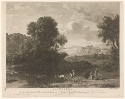 Landscape with Herd and Shepherds at a Ford The Waders (title on object) by John Pye (I)