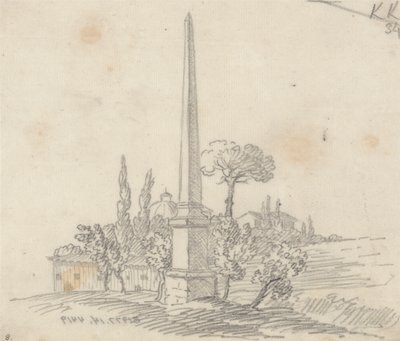 An Obelisk with Roofs and Trees in the Distance by John Robert Cozens