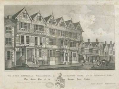 Stafford - Ancient High House: lithograph by John Robert Fernyhough
