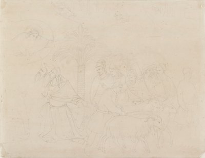 Pencil Outline of a Part of the Fresco of The Friends of Job, 1845 by John Ruskin