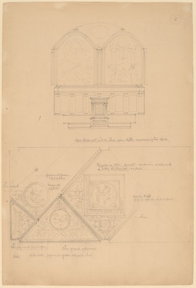 Study of an Altarpiece and Ceiling Panels by John Russell Pope