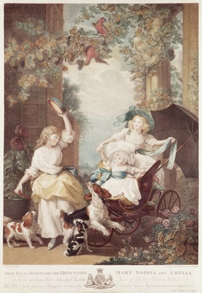 Princesses Mary, Sophia, and Amelia, Daughters of George III, Engraved by Francesco Bartolozzi by John Singleton Copley