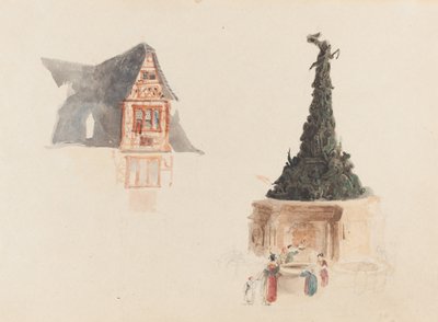 A Fountain and a Facade in Austria by John Skinner Prout