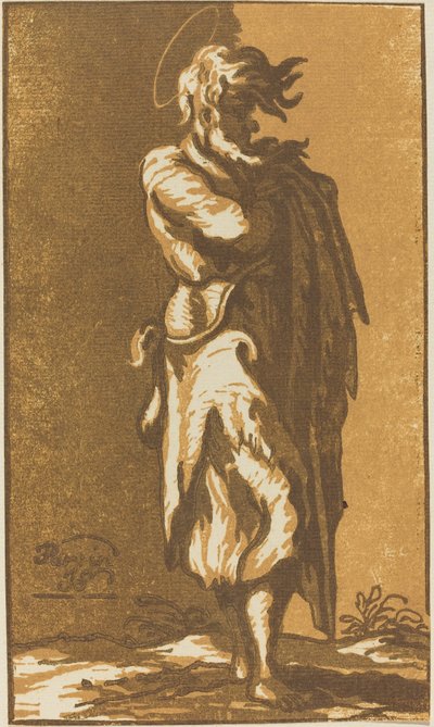 Male Saint Standing with Folded Arms, Facing to the Right by John Skippe after Parmigianino