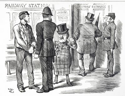 Cartoon commenting on the pleas for a block system signal to be made compulsory on British Railways by John Tenniel