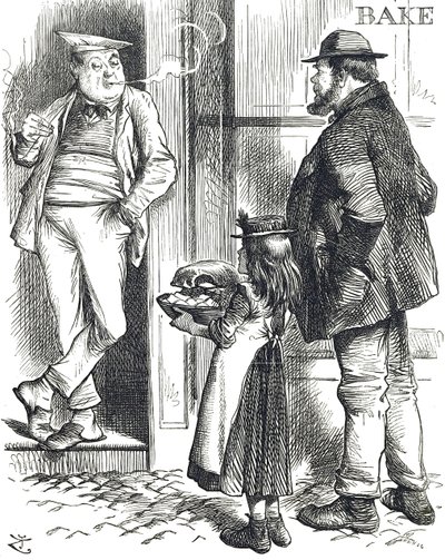 The restricted cooking facilities in poor homes with no oven by John Tenniel