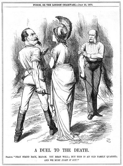 Franco-Prussian War 1870-1871: Britannia Trying to Restrain Napoleon III Embarking on War with Germany by John Tenniel
