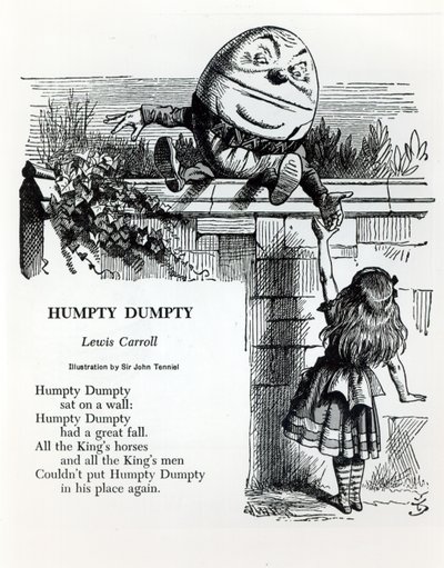 Humpty Dumpty, illustration for the nursery rhyme by Lewis Carroll by John Tenniel