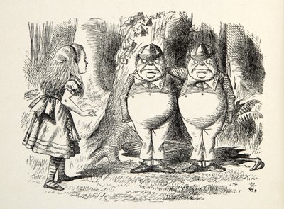 Tweedledum and Tweedledee, Illustration from Through the Looking Glass, by Lewis Carroll (1832-98), 1872 by John Tenniel