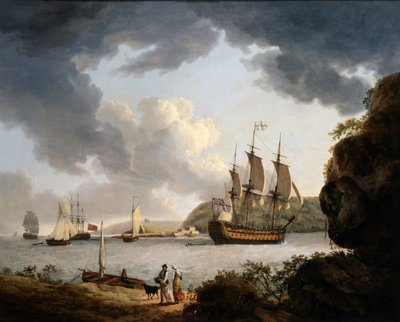 A Flagship of an Admiral of the White in Plymouth Sound by John Thomas Serres