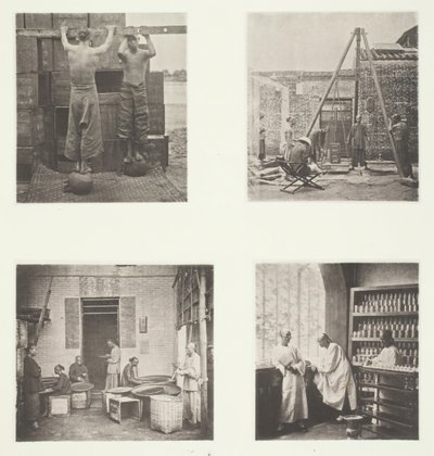 Rolling Scented Caper and Gunpowder Teas, Weighing Tea for Exportation, A Tea House by John Thomson