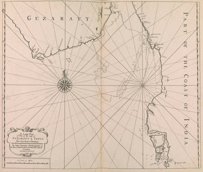 A Large Chart of Part of the Coast of Guzaratt & India from Diu Head to Bombay by John Thornton