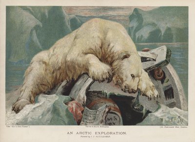 An Arctic Exploration: a polar bear investigating items from an Arctic expedition by John Trivett Nettleship