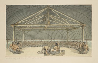Poulaho, King of the Friendly Islands, drinking Kava, from a series of watercolours illustrating Captain Cook