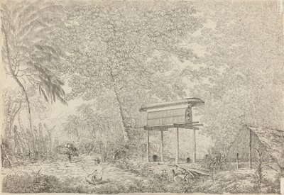 A Toopapapoo of a Chief, with a Priest Making His Offering to the Morai, in Huoheine by John Webber