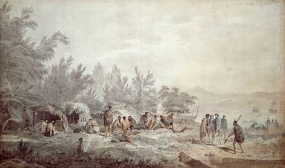 Captain Cook in Ship Cove, Queen Charlotte Sound by John Webber