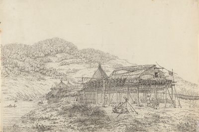The Balagans or Summer Habitations, with the Method of Drying Fish, at St. Peter and Paul, Kamtschatka by John Webber
