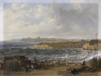 Cullercoats looking towards Tynemouth - Flood tide by John Wilson Carmichael