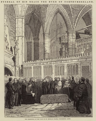 Funeral of His Grace the Duke of Northumberland, the Ceremonial at the Vault in St Nicholas Chapel, Westminster Abbey by John Wykeham Archer