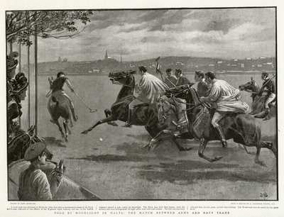 Polo by Moonlight in Malta, the Match between Army and Navy Teams by John after Charlton
