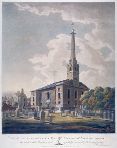 View of the Church of St John Horsleydown, Bermondsey, London, 1799 by John william Edy