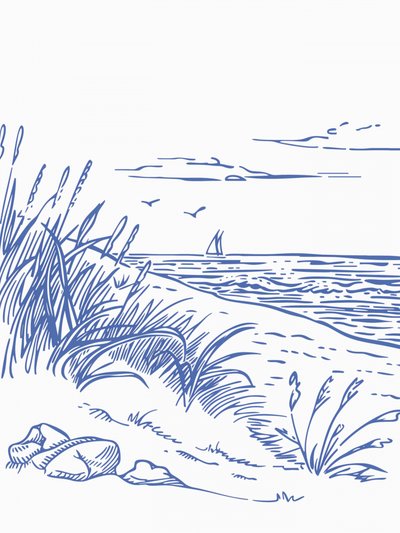Serene Coastal Sketch by Jolly and Dash