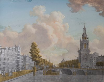 View of the Tower called Jan Roodenpoortstoren and the Singel Canal in Amsterdam by Jonas Zeuner
