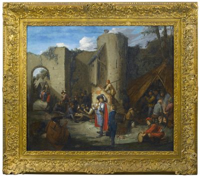 An Officer Reading a Letter in a Military Encampment Beside the Walls of a Castle by Joos van Craesbeeck