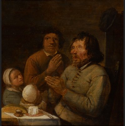 Interior with a Peasant Family Praying by Joos van Craesbeeck