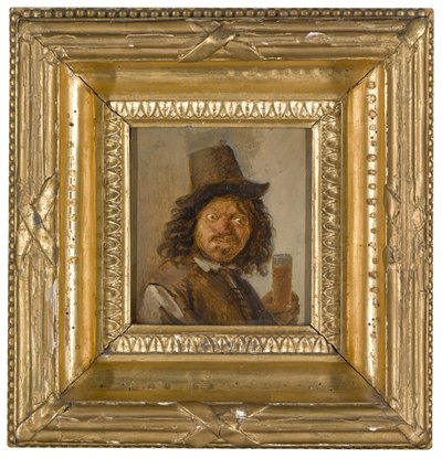 Portrait of a man clasping a drink by Joos van Craesbeeck