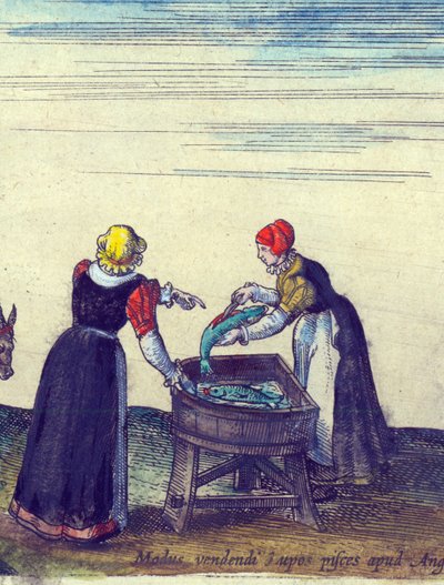 Fishwives Selling and Gutting Pike (detail) by Joris Hoefnagel