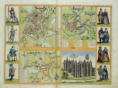 Maps of York, Shrewsbury, Lancaster, and Richmond, from 