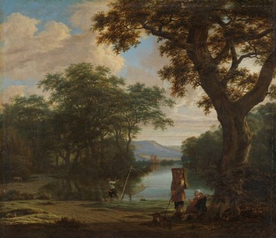 Landscape with Fisherman with a Square Net by Joris van der Haagen