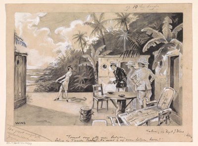 Woman with Rope Asking Men for Help by Jos Wins (signed by artist)