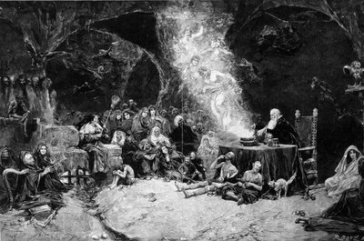 Sabbath Scene, a Sorcerer Presides Over the Ceremony Summoning Creatures in a Magical Cauldron. Witches Attend the Scene. From a Drawing by Jose Benlliure y Gil by Jose Benlliure y Gil