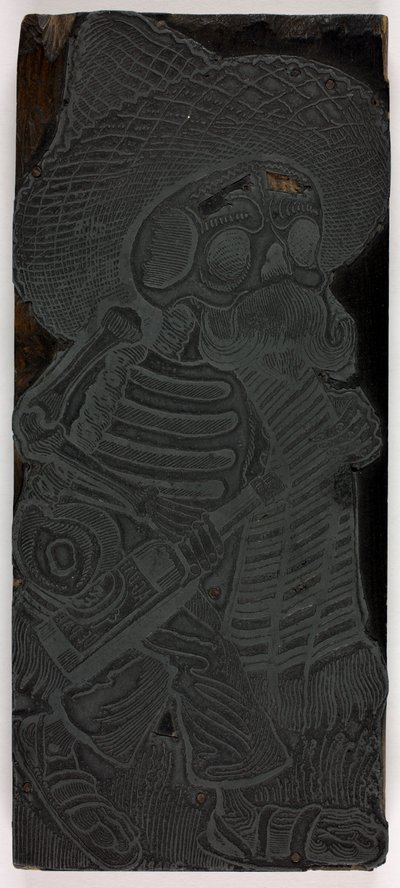 Printing Block for Calavera of the Masses, No. 2 by José Guadalupe Posada