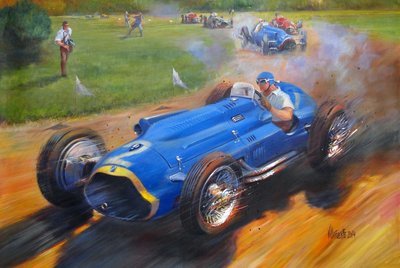 Juan Manuel Fangio with Talbot Lago T26C by Jose Maria Villafuerte