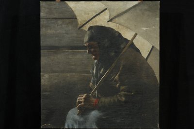 Old Market Woman with Umbrella by Josef Engelhart